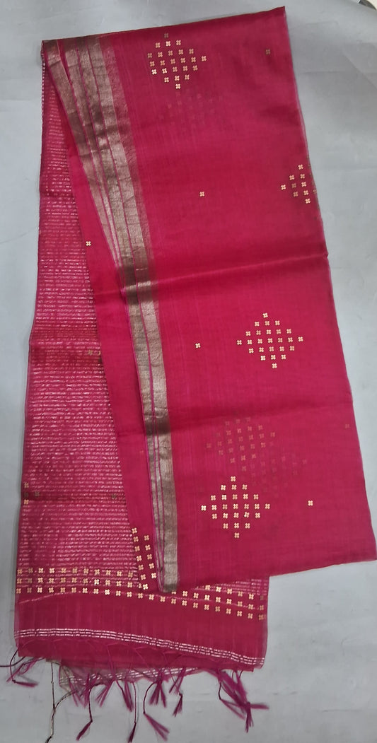 Rani Pink Muslin Saree
