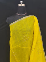 Yellow Muslin Silk Saree 1