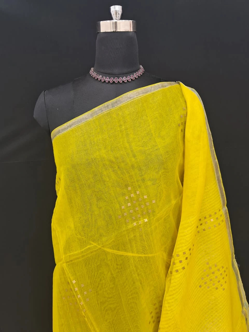 Yellow Muslin Silk Saree 1