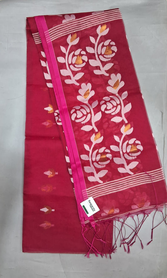Rani Pink Muslin Saree