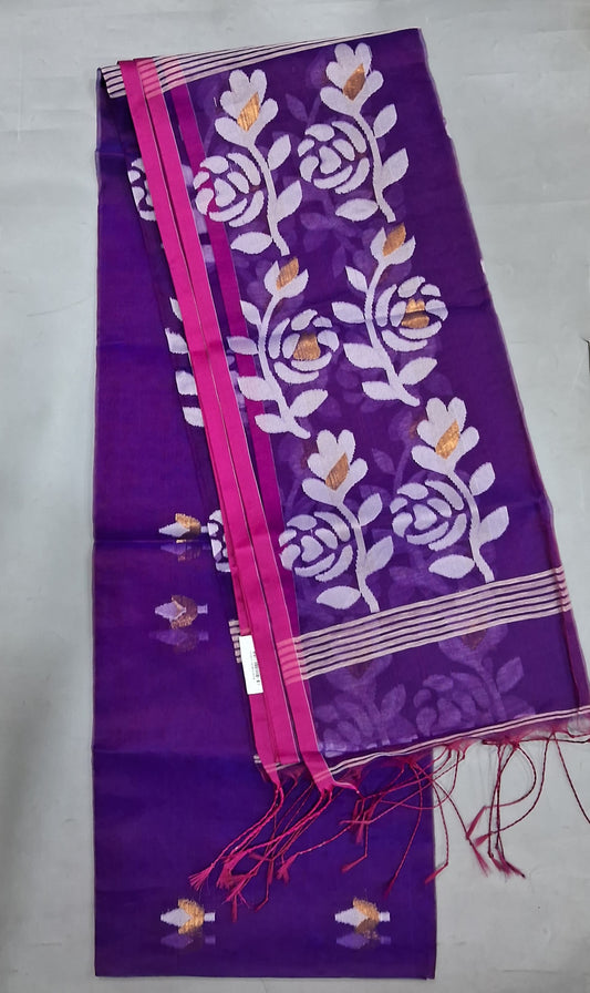 Purple Muslin Saree