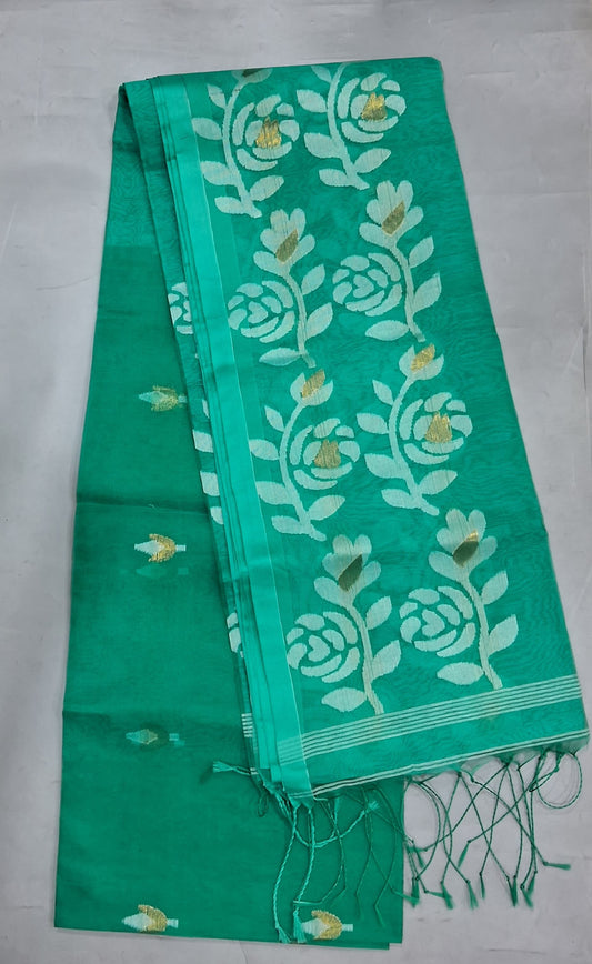 Rama Green Muslin Saree