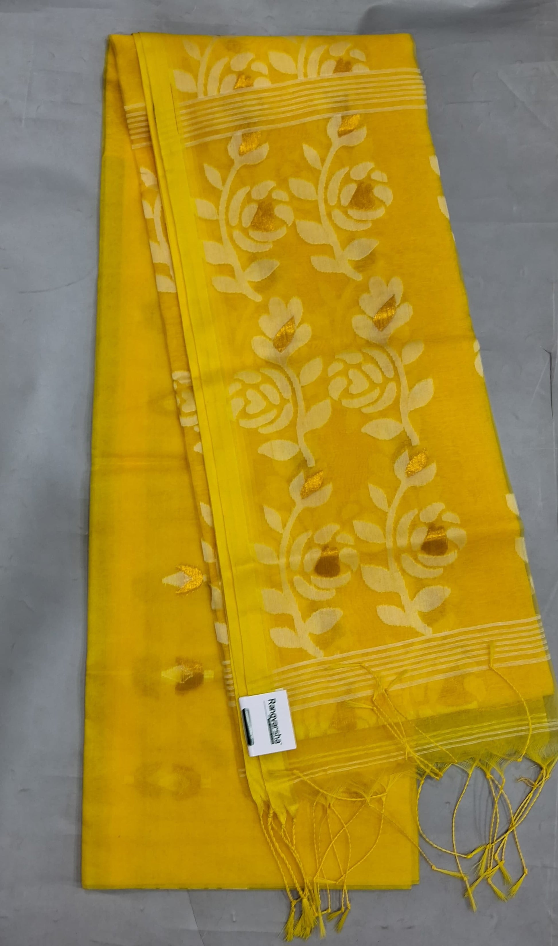 Yellow Muslin Saree 