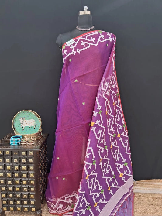 Luxury Purple Muslin Saree