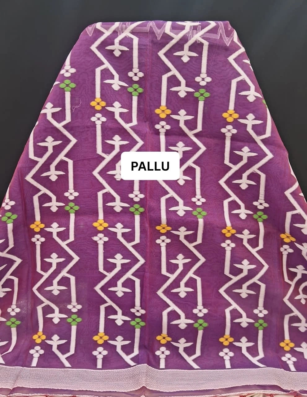 Luxury Purple Muslin Saree pallu