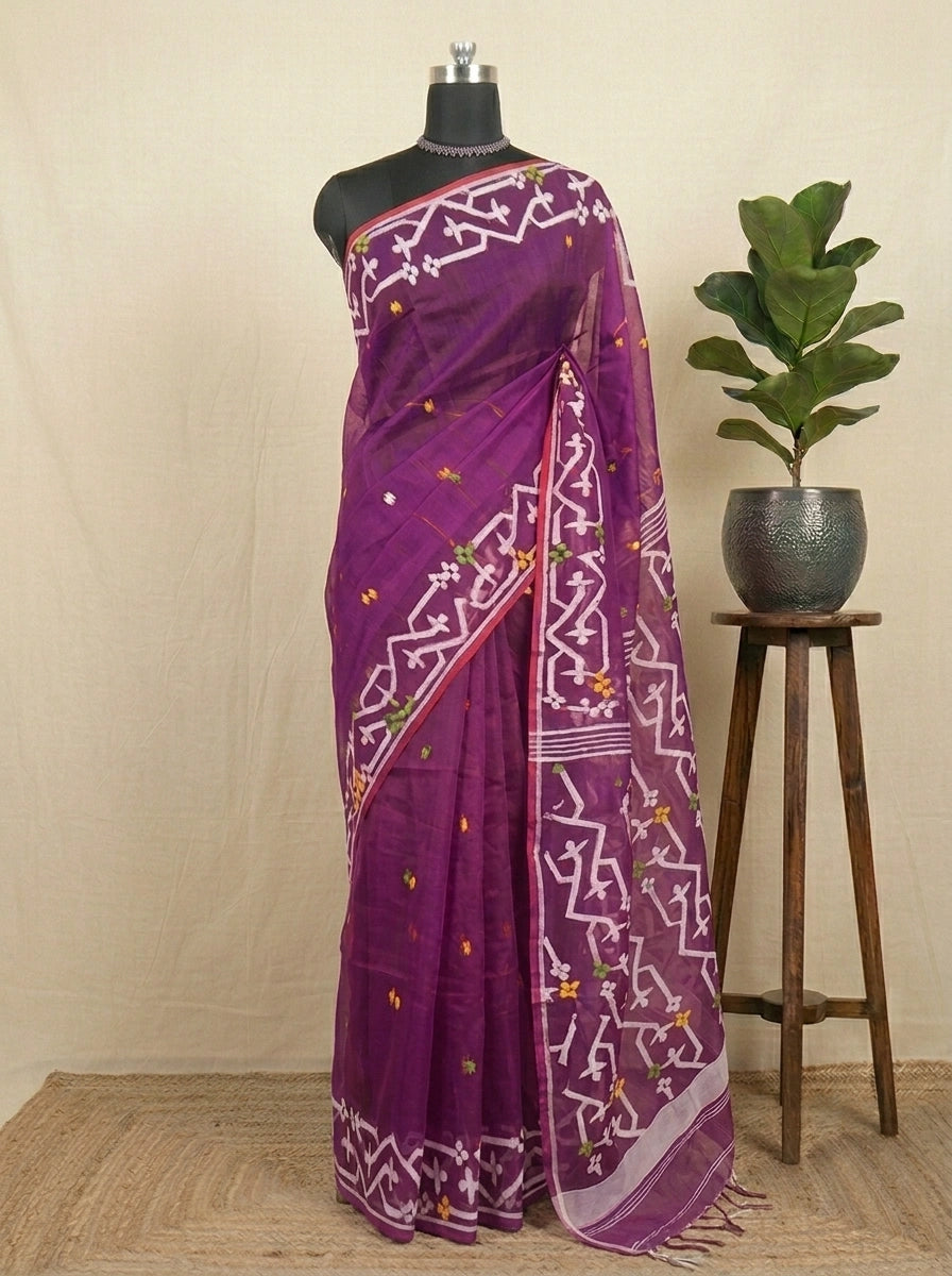 Luxury Purple Muslin Saree