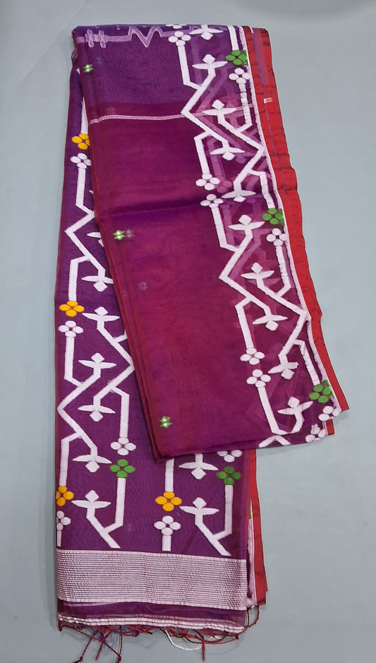 Purple Muslin Saree