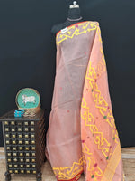 Peach Muslin Silk Saree