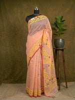 Peach Muslin Silk Saree
