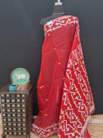 Luxury Fire Red Muslin Silk Saree 