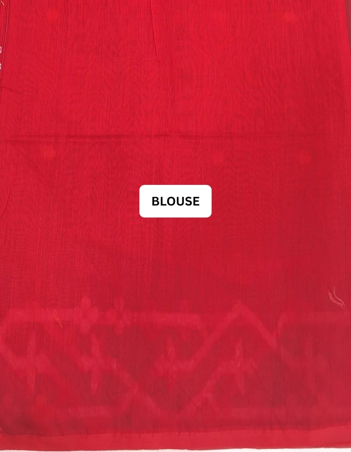 Luxury Fire Red Muslin Silk Saree Blouse