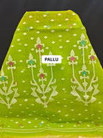 Luxury Bright Green Muslin Silk Saree pallu