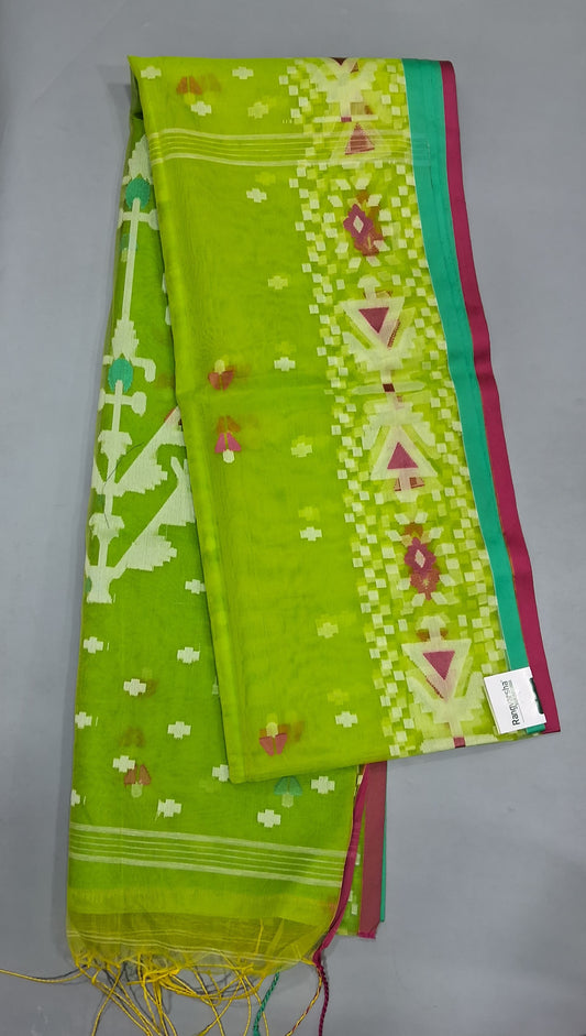Bright Green Muslin Saree 