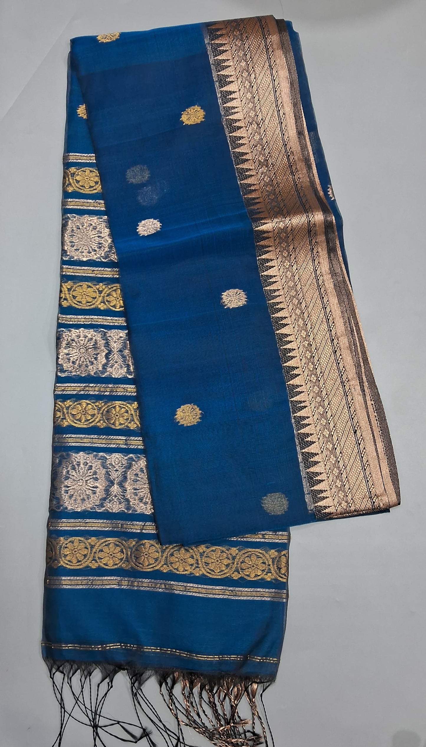 Blue Muslin Saree