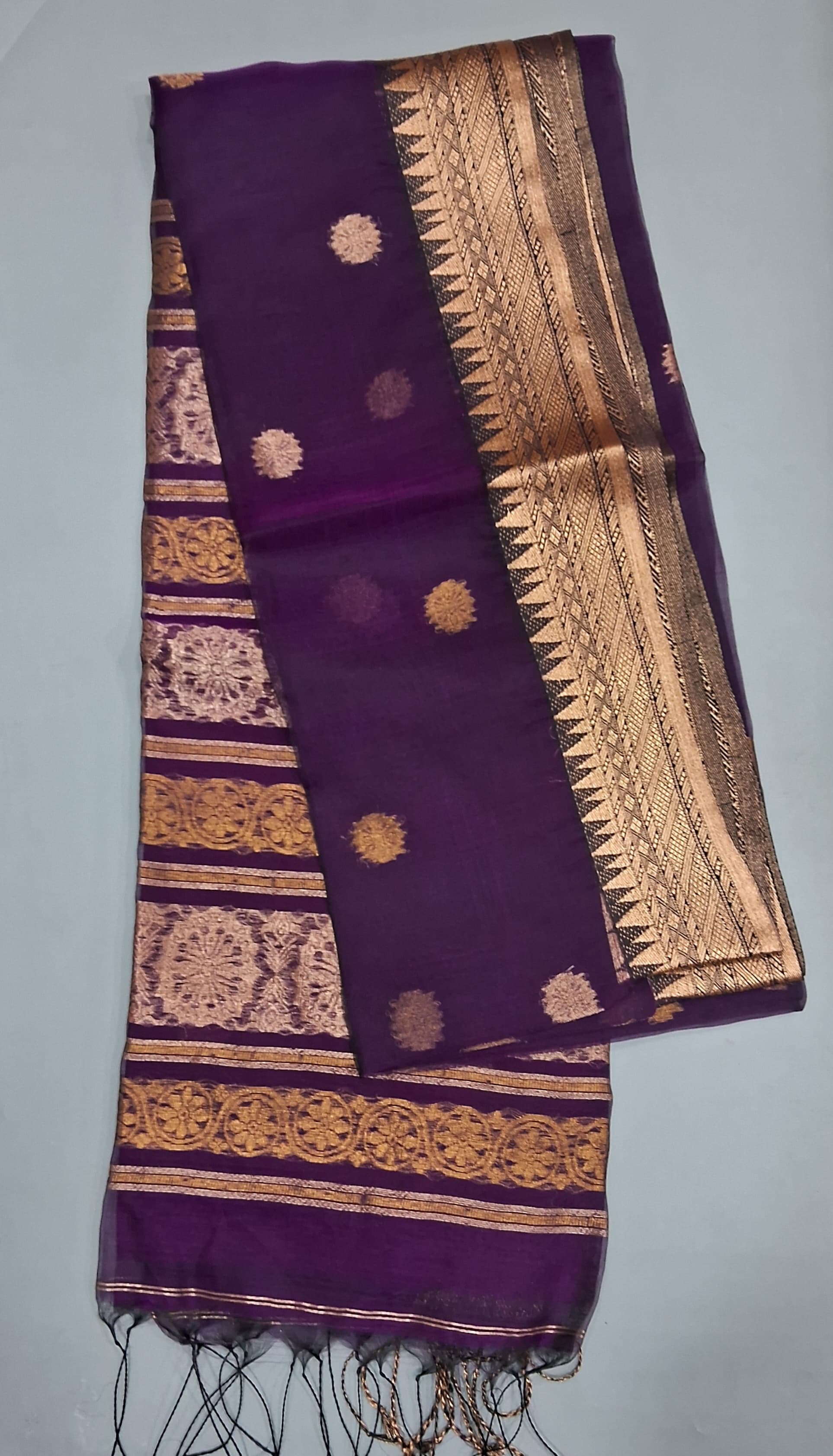 Wine Muslin Saree