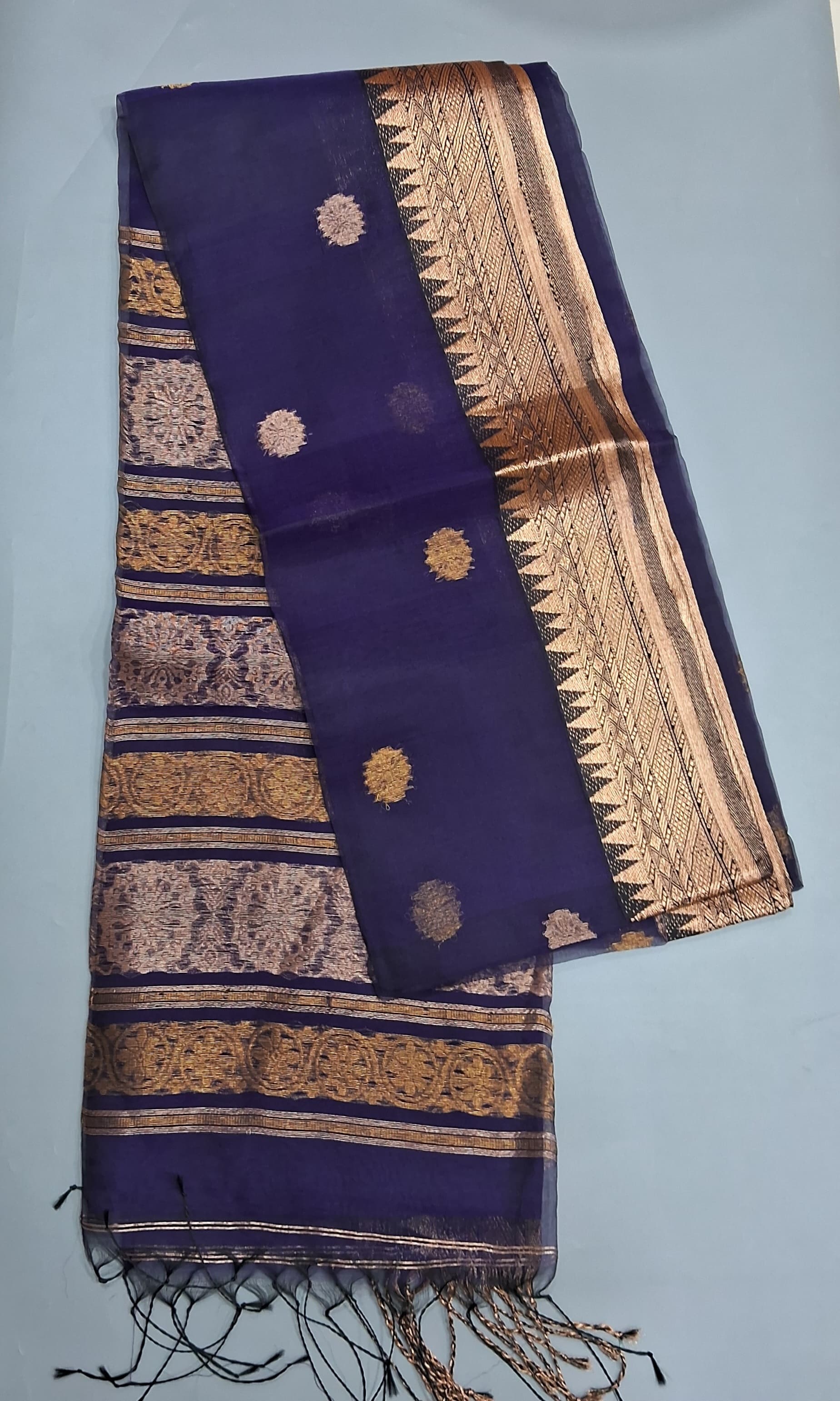 Navy Blue Muslin Saree 