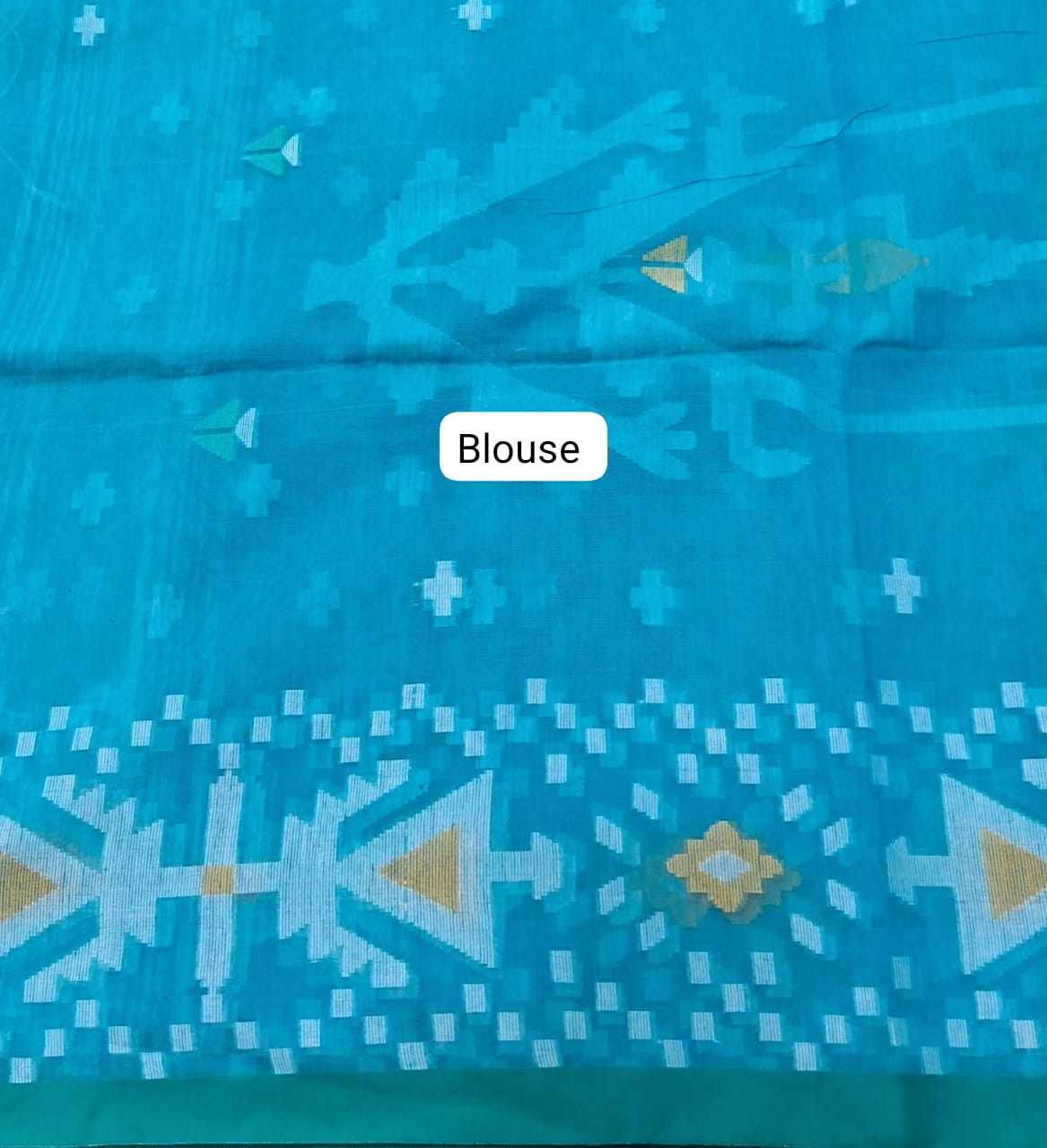 Sky Blue Jamdani woven Muslin Saree Blouse