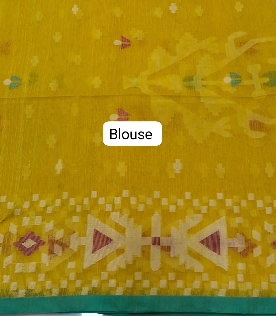 Yellow Jamdani woven Muslin Saree Blouse
