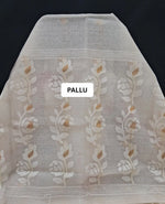 White Jamdani woven Muslin Silk Saree pallu