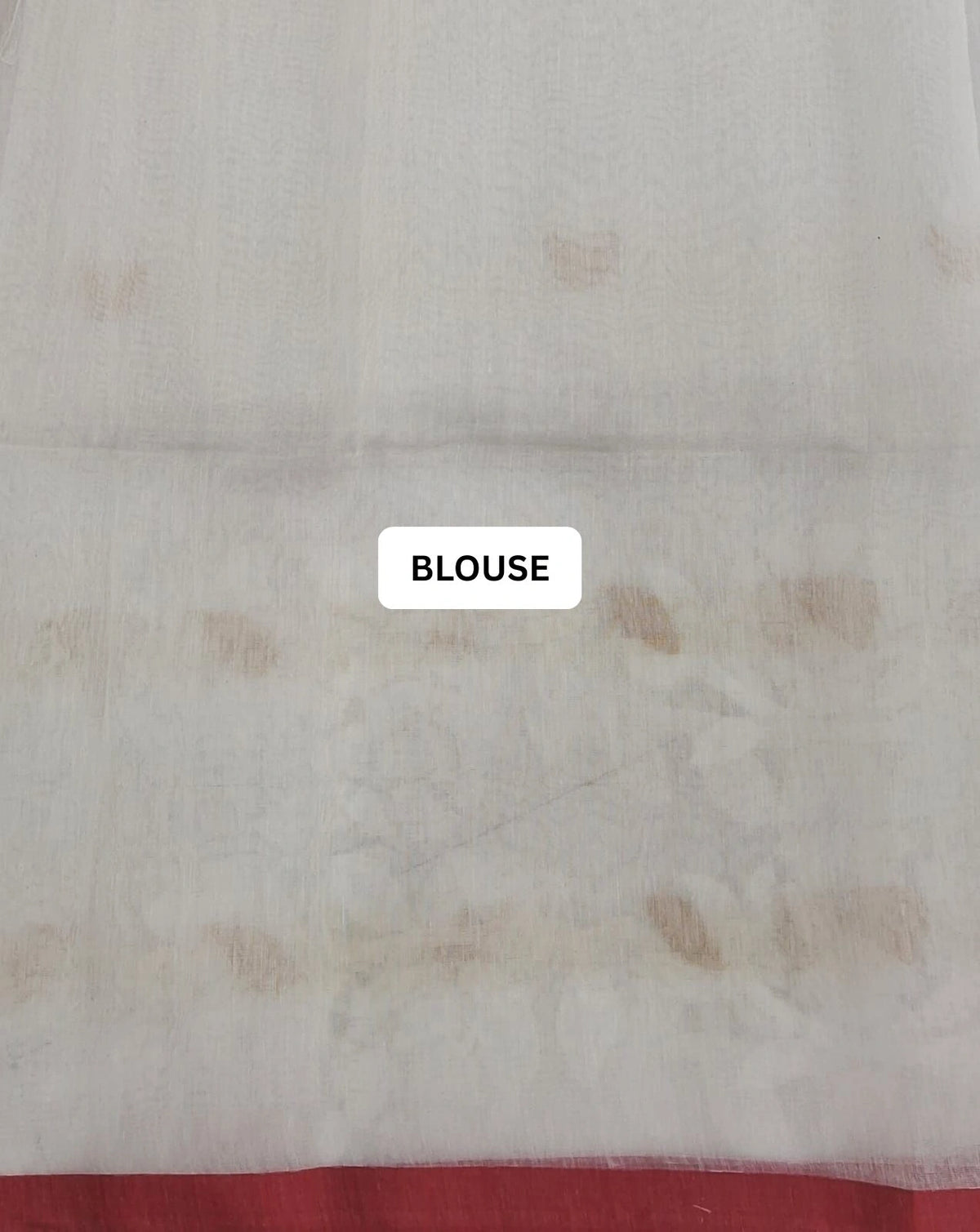 White Jamdani woven Muslin Silk Saree blouse