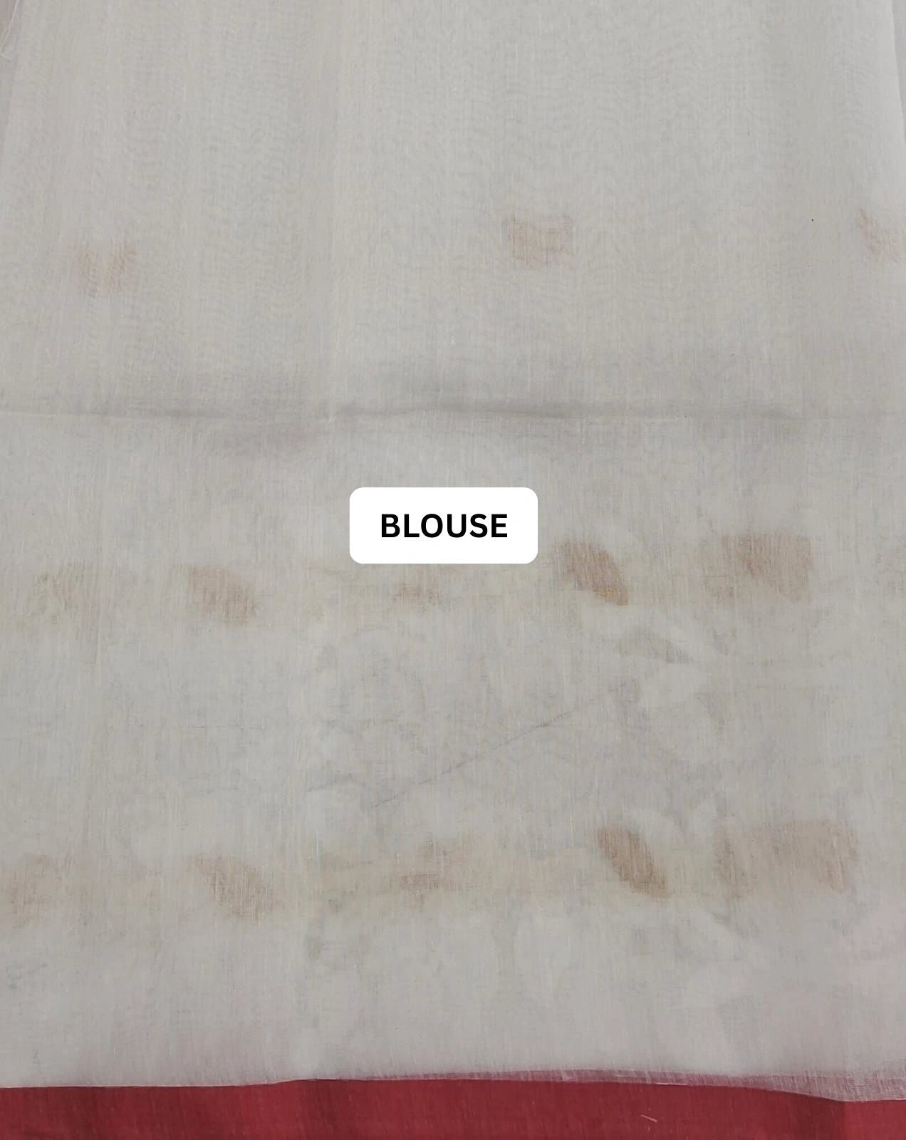White Jamdani woven Muslin Silk Saree blouse