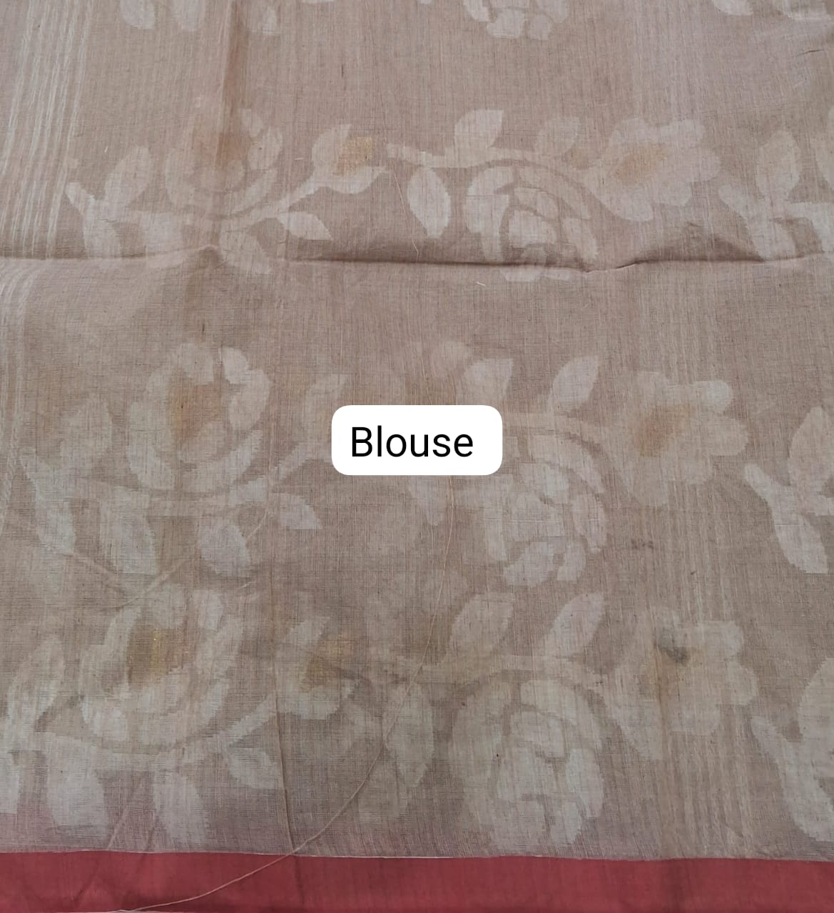 Beige Jamdani woven Muslin Saree Blouse