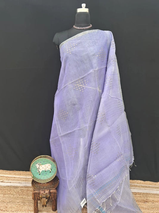 Lavender Muslin Saree 