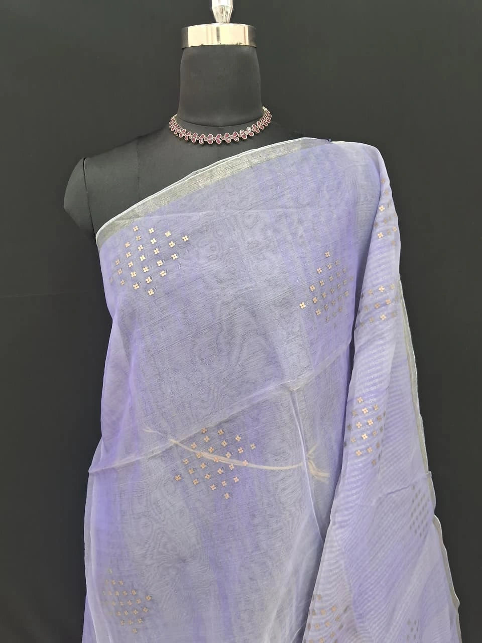 Lavender Muslin Silk Saree 1