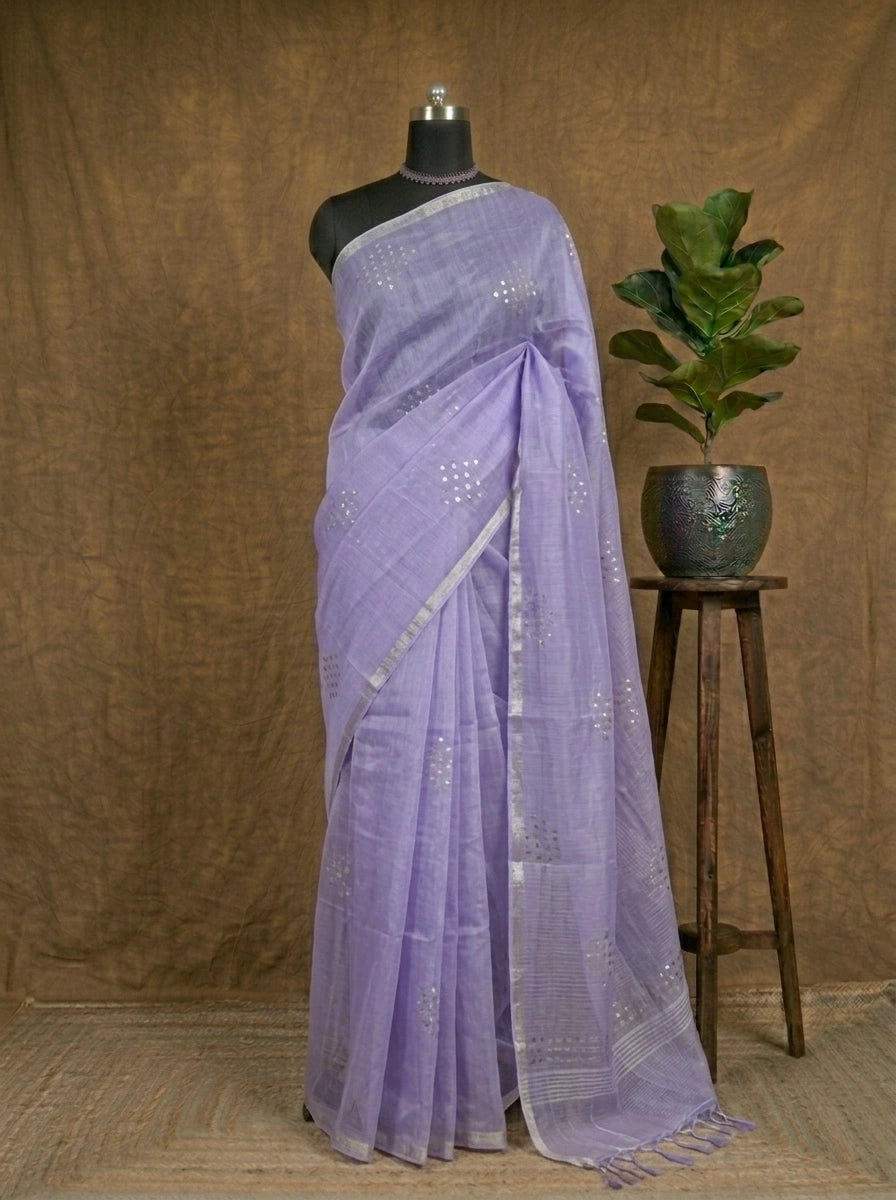 Lavender Muslin Silk Saree