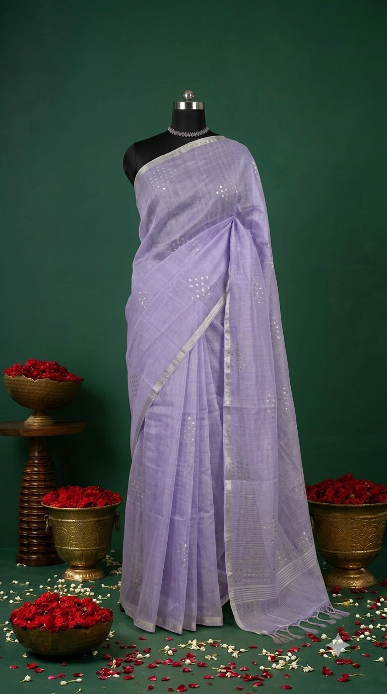 Lavender Muslin Silk Saree 