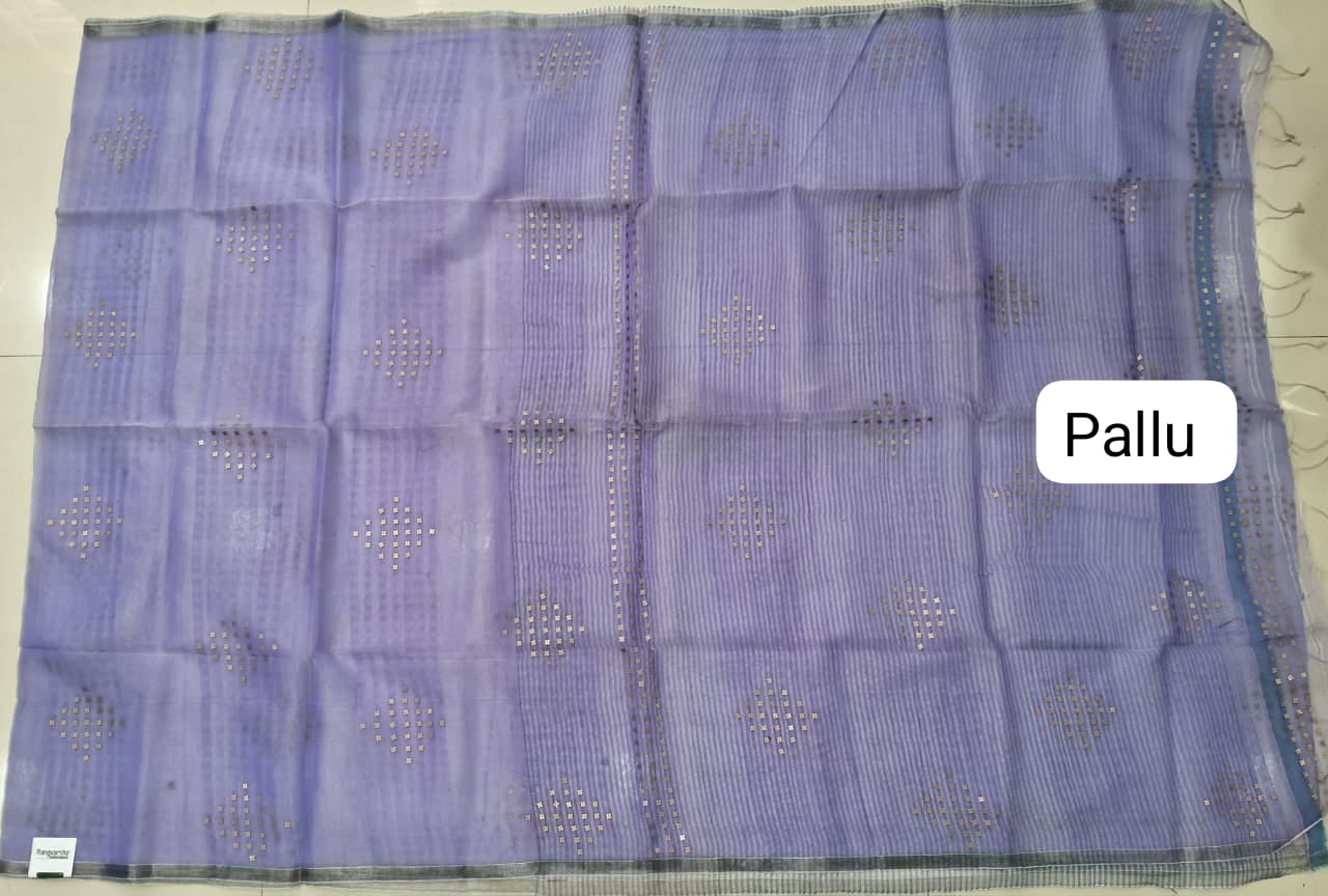 Lavender Muslin Saree Pallu