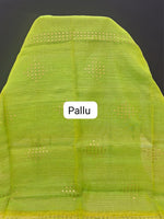 Parrot Green Muslin Silk Saree pallu