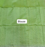 Parrot Green Muslin Silk Saree blouse
