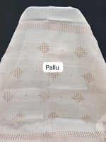Pure White Muslin Silk Saree pallu