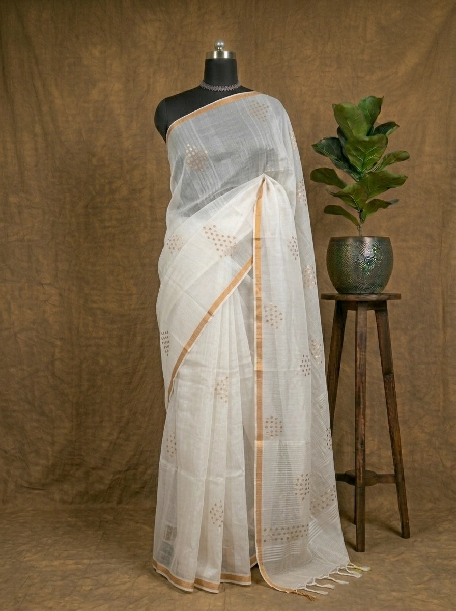 Pure White Muslin Silk Saree 