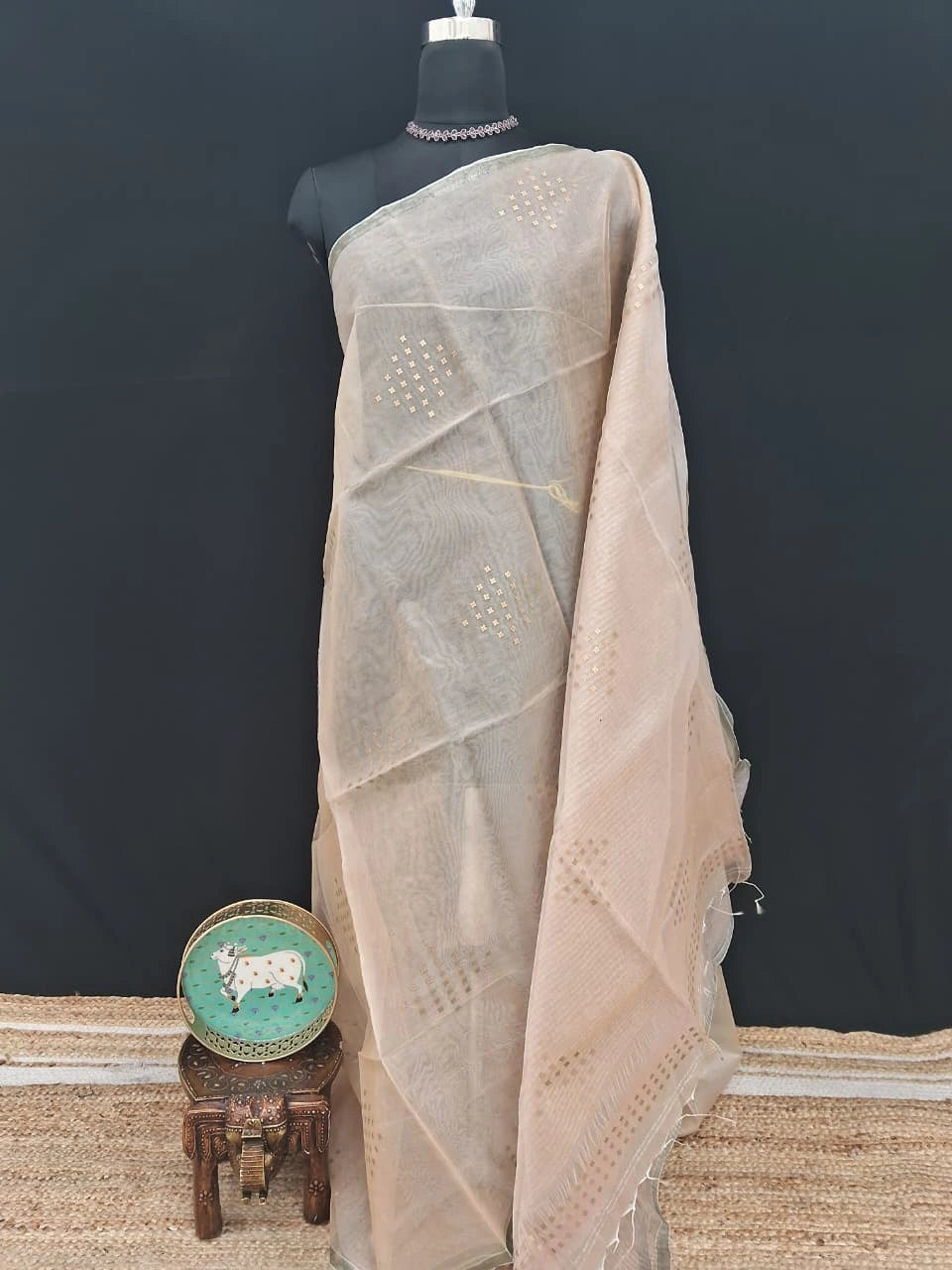 Beige Muslin Silk Saree 