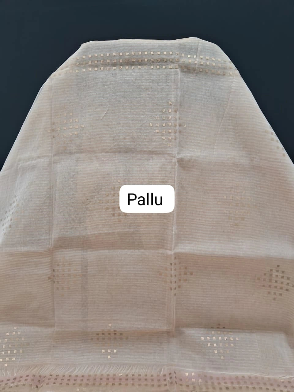 Beige Muslin Silk Saree pallu