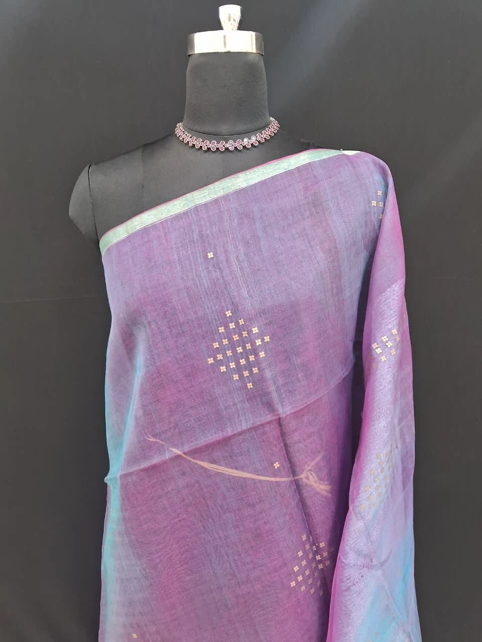 Elegant Purple Muslin Saree 1