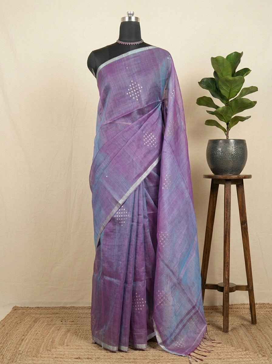 Elegant Purple Muslin Saree 