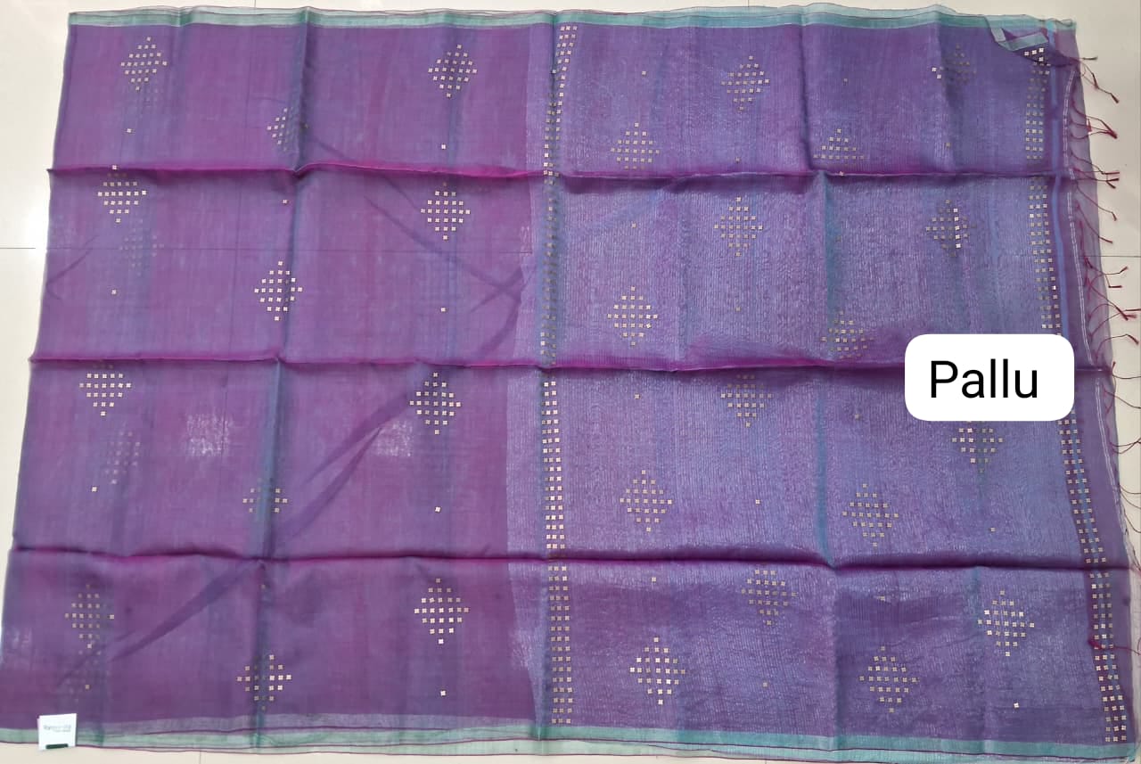Purple Muslin Saree Pallu