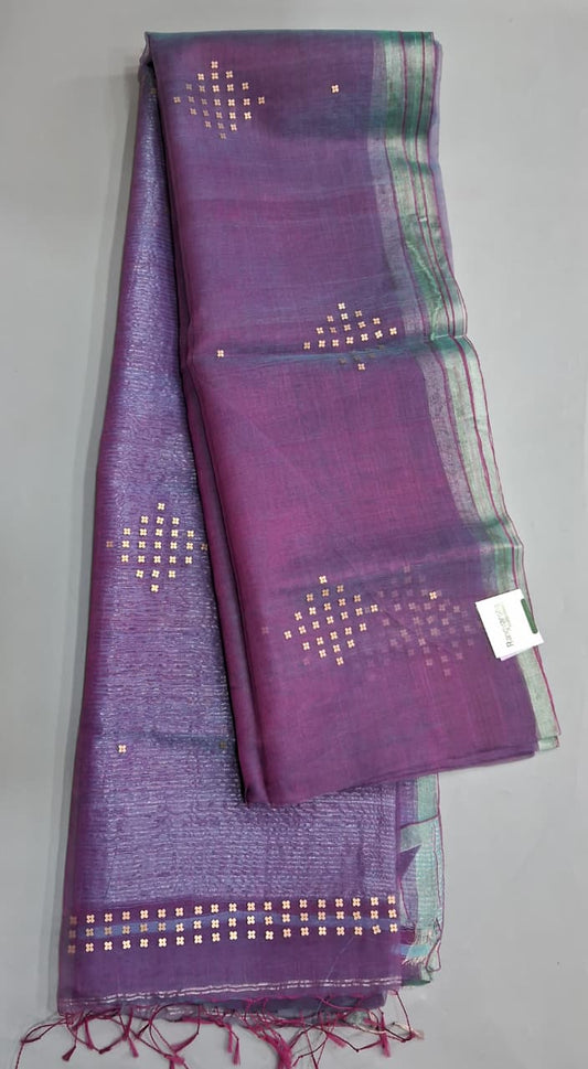 Purple Muslin Saree