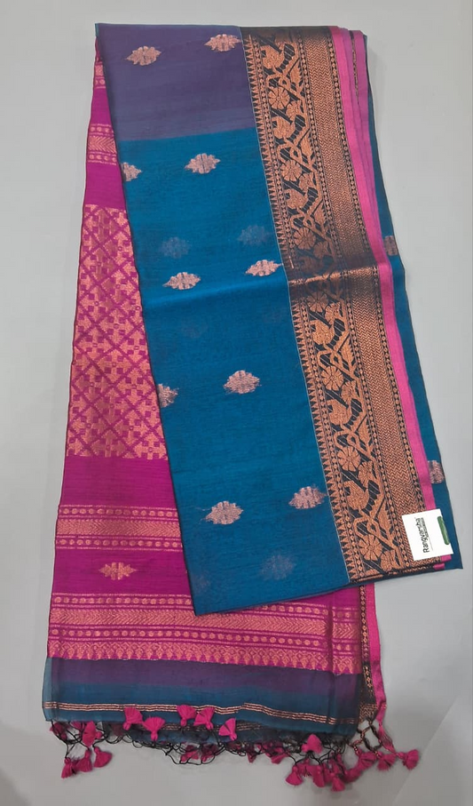 Royal Blue Muslin Saree 