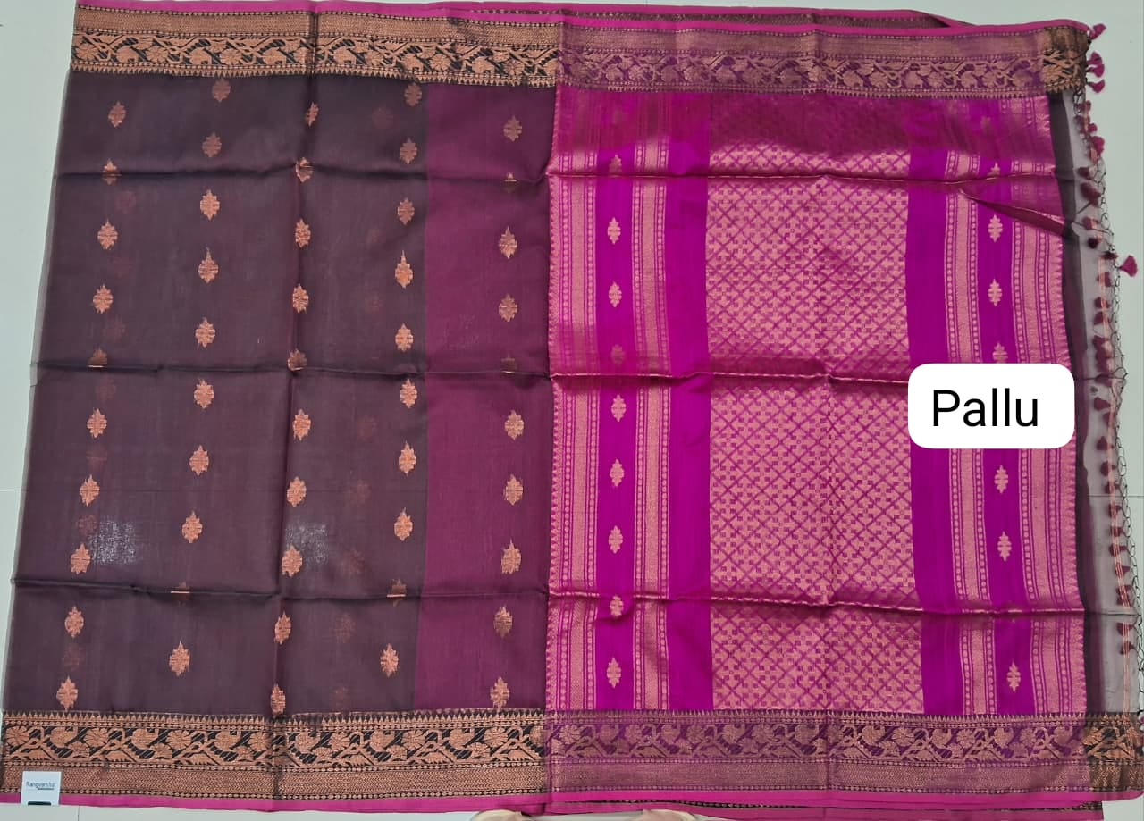 Walnut Brown Muslin Saree Pallu