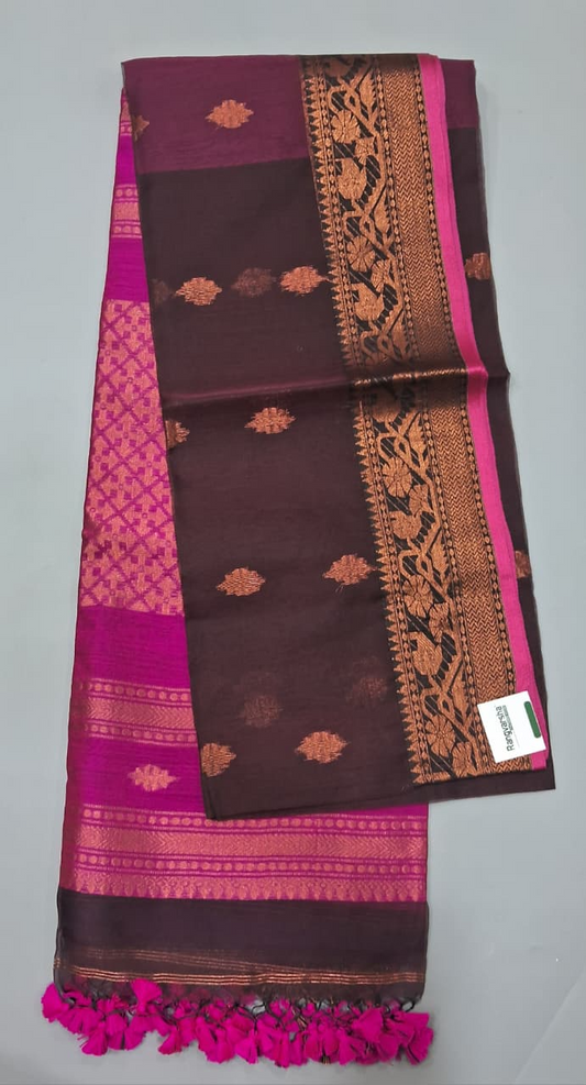 Walnut Brown Muslin Saree 