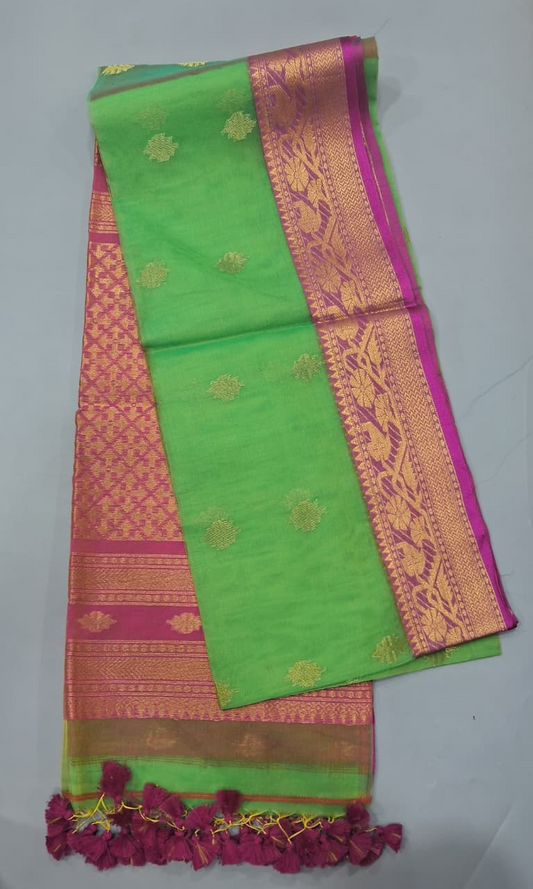 Bright Green Muslin Saree 