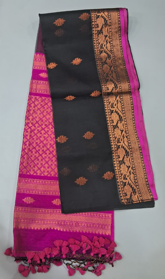 Charming Black Muslin Saree