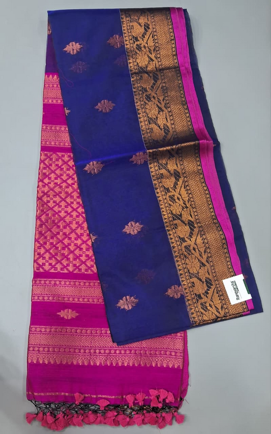 Royal Blue Muslin Saree