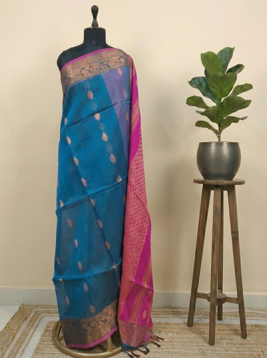 Elegant Blue Muslin Saree 