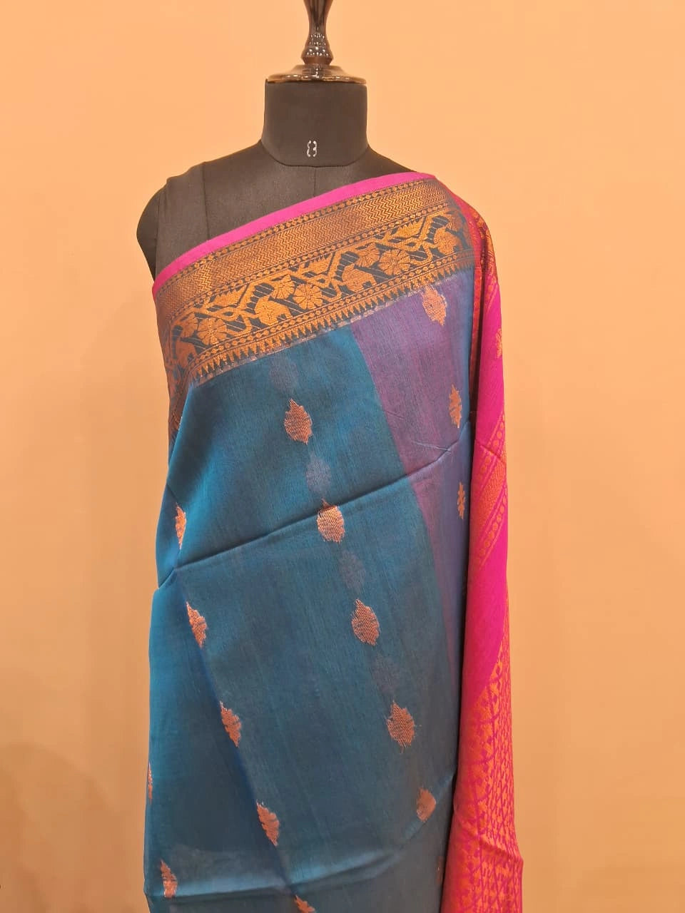 Elegant Blue Muslin Saree  1