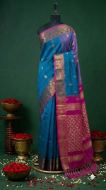 Elegant Blue Muslin Saree 